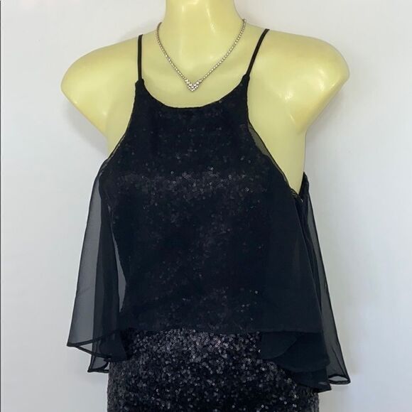 Dress The Population  Dress Black Sequin Peplum Dress New with Tags Sz XS - Picture 7 of 9